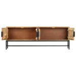 TV Cabinet - Solid Mango Wood - Steel - 140 x 30 x 50cm