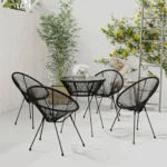 5 Piece Garden Dining Set - PVC Rattan - Black