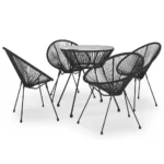 5 Piece Garden Dining Set - PVC Rattan - Black