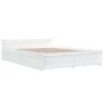 Bed Frame With Storage Drawers - Solid Pinewood - Double - White - 135 x 190cm