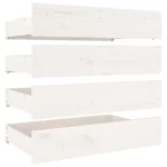 Bed Frame With Storage Drawers - Solid Pinewood - Double - White - 135 x 190cm