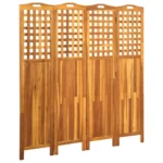 Solid Acacia Wood - 4 Panel Room Divider - 161 x 2 x 170cm