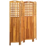 Solid Acacia Wood - 4 Panel Room Divider - 161 x 2 x 170cm