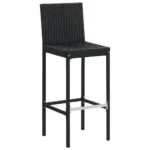 2 Garden Bar Stools With Cushions - Poly Rattan - Black - 40 x 44 x 108cm