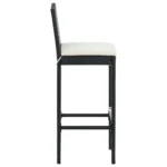 2 Garden Bar Stools With Cushions - Poly Rattan - Black - 40 x 44 x 108cm