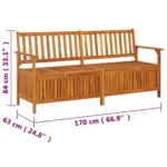 Garden Storage Bench - Solid Acacia Wood - 170 x 63 x 84cm