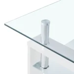 Tempered Glass Coffee Table - White & Transparent - 95 x 55 x 40cm