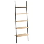 5 Tier Leaning Shelf - Light Brown And Black - 64 x 34 x 185.5cm