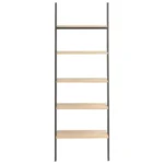 5 Tier Leaning Shelf - Light Brown And Black - 64 x 34 x 185.5cm