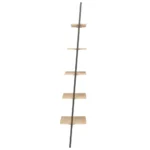 5 Tier Leaning Shelf - Light Brown And Black - 64 x 34 x 185.5cm