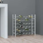 Wine Rack Holds 36 Bottles - White Metal Finish - 64 x 22 x 58.5cm