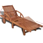 Sun Lounger With Pull Out Table - Acacia Wood - 200 x 68 x 30-83cm