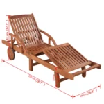 Sun Lounger With Pull Out Table - Acacia Wood - 200 x 68 x 30-83cm