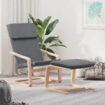 Relaxing Birch Wood Chair - Dark Grey Fabric - 59 x 82 x 98cm