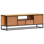 TV Cabinet - Solid Reclaimed Wood And Steel - 120 x 30 x 40cm