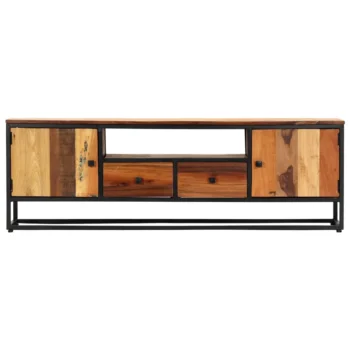 TV Cabinet - Solid Reclaimed Wood And Steel - 120 x 30 x 40cm