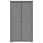 2 Door Wardrobe - Solid Pine Wood - Grey - 99 x 53.5 x 173cm