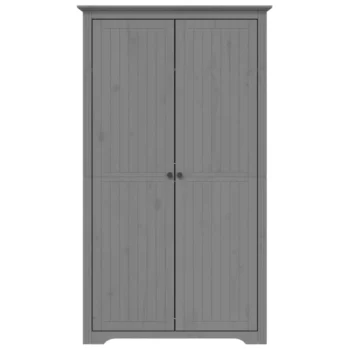 2 Door Wardrobe - Solid Pine Wood - Grey - 99 x 53.5 x 173cm