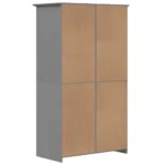 2 Door Wardrobe - Solid Pine Wood - Grey - 99 x 53.5 x 173cm