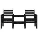 Garden 2-Seater Bench With Table - Solid Pine Wood - Black - 175 x 55 x 89cm