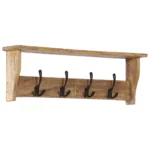 Wall-Mounted Coat Rack With 4 Hooks - Mango Wood - 85 x 26 x 12cm