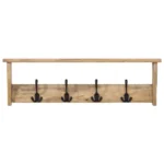 Wall-Mounted Coat Rack With 4 Hooks - Mango Wood - 85 x 26 x 12cm