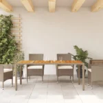 Garden Table Acacia Wood - Beige - 190 x 90 x 75cm