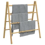 Bamboo Double Towel Ladder With 4 Rungs - 90 x 50 x 100cm