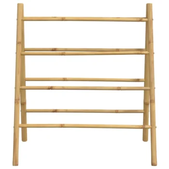 Bamboo Double Towel Ladder With 4 Rungs - 90 x 50 x 100cm