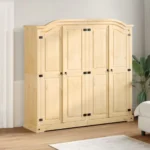 4 Door Wardrobe - Corona - Solid Pine Wood - 194 x 52 x 186cm