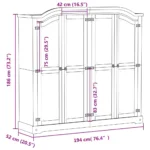 4 Door Wardrobe - Corona - Solid Pine Wood - 194 x 52 x 186cm