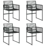 x4 Black Poly Rattan Garden Chairs - 50.5 x 51 x 81.5cm