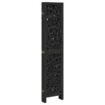 6 Panel Room Divider - Solid Paulownia Wood - Black - 210-215 x 180cm