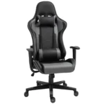 Gaming Chair - PU Leather - Reclining With Head Pillow & Lumbar Support - Black