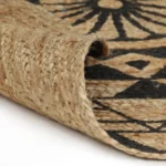 Round Hand-Braided Jute Rug - Natural & Black - 150cm