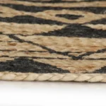 Round Hand-Braided Jute Rug - Natural & Black - 150cm