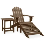 Wooden Garden Chair With Ottoman & Table - Brown - 69.5 x 147.5 x 89.5cm