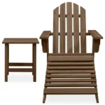 Wooden Garden Chair With Ottoman & Table - Brown - 69.5 x 147.5 x 89.5cm