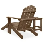 Wooden Garden Chair With Ottoman & Table - Brown - 69.5 x 147.5 x 89.5cm