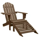 Wooden Garden Chair With Ottoman & Table - Brown - 69.5 x 147.5 x 89.5cm