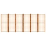 6 Panel Room Divider - Cream White - 420 x 180cm