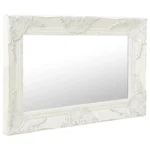 Ornate Wall Mirror - Baroque Style - White - 60 x 40cm