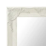 Ornate Wall Mirror - Baroque Style - White - 60 x 40cm