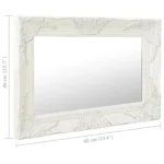 Ornate Wall Mirror - Baroque Style - White - 60 x 40cm