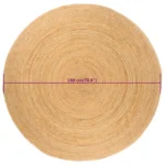 Round Hand-Braided Jute Rug - 180cm