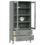 OSLO Bookcase With Metal Legs - Grey - 85 x 35 x 172.5cm