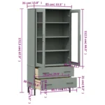 OSLO Bookcase With Metal Legs - Grey - 85 x 35 x 172.5cm