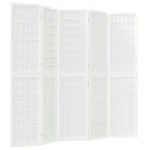 Folding 5 Panel Room Divider - Japanese Style - White - 200 x 170cm