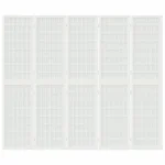 Folding 5 Panel Room Divider - Japanese Style - White - 200 x 170cm