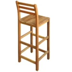 2 Wooden Bar Chairs - Solid Acacia Wood - 42 x 36 x 110cm